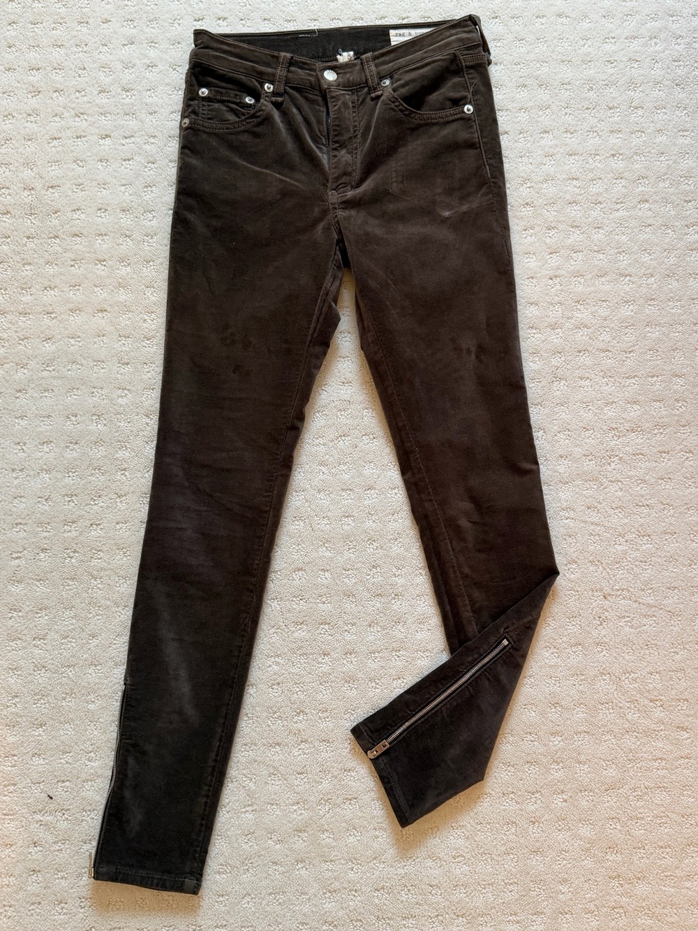RAG & BONE Women's Velvet Jeans Capri Skinny Ankle Zip - 24